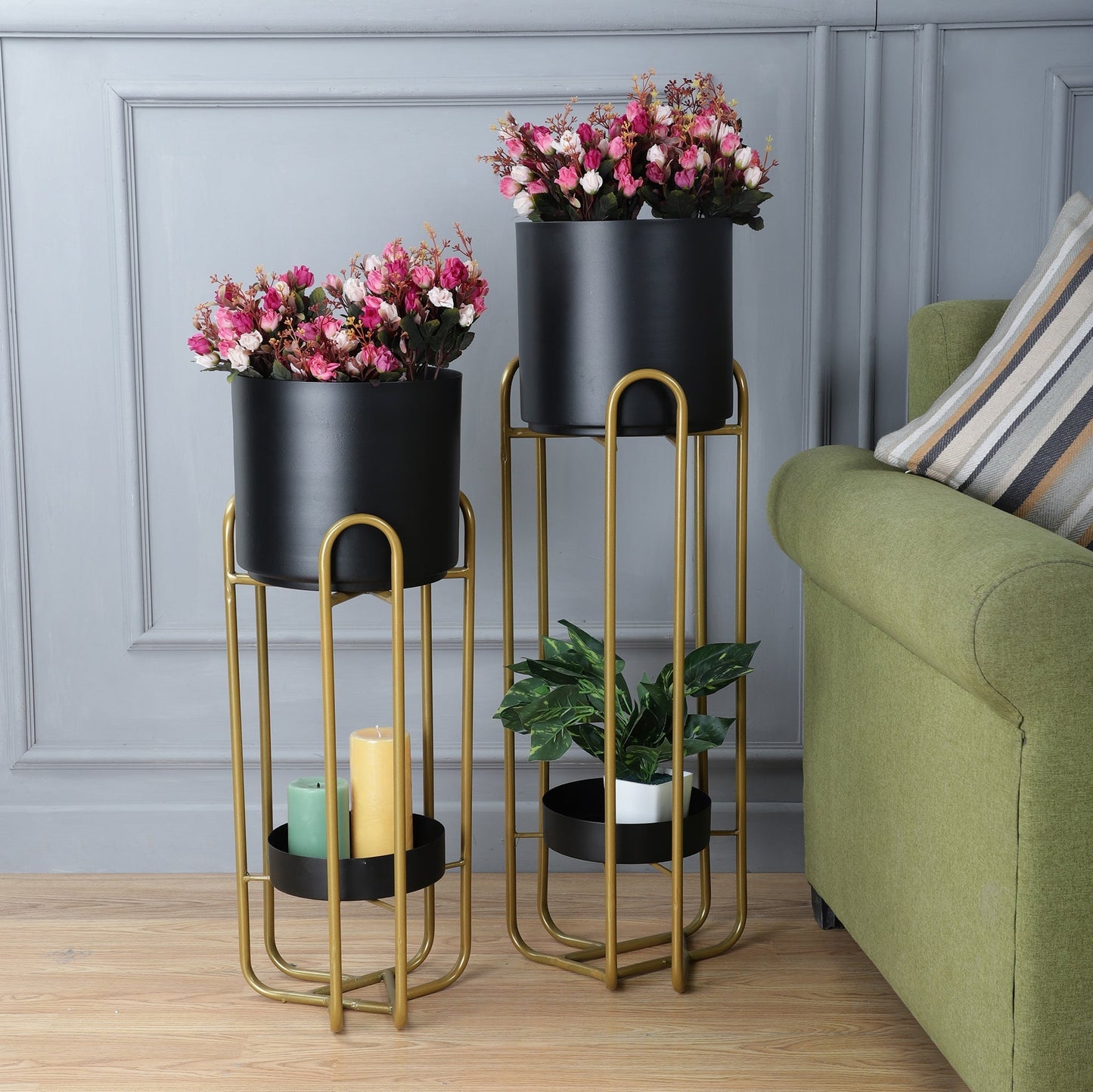 Marseille Black & Gold Planters Set of 2