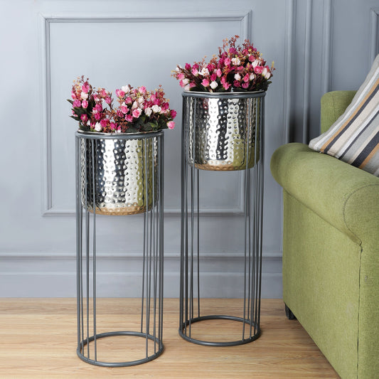 Amalfi Grey & Nickel Planters Set of 2