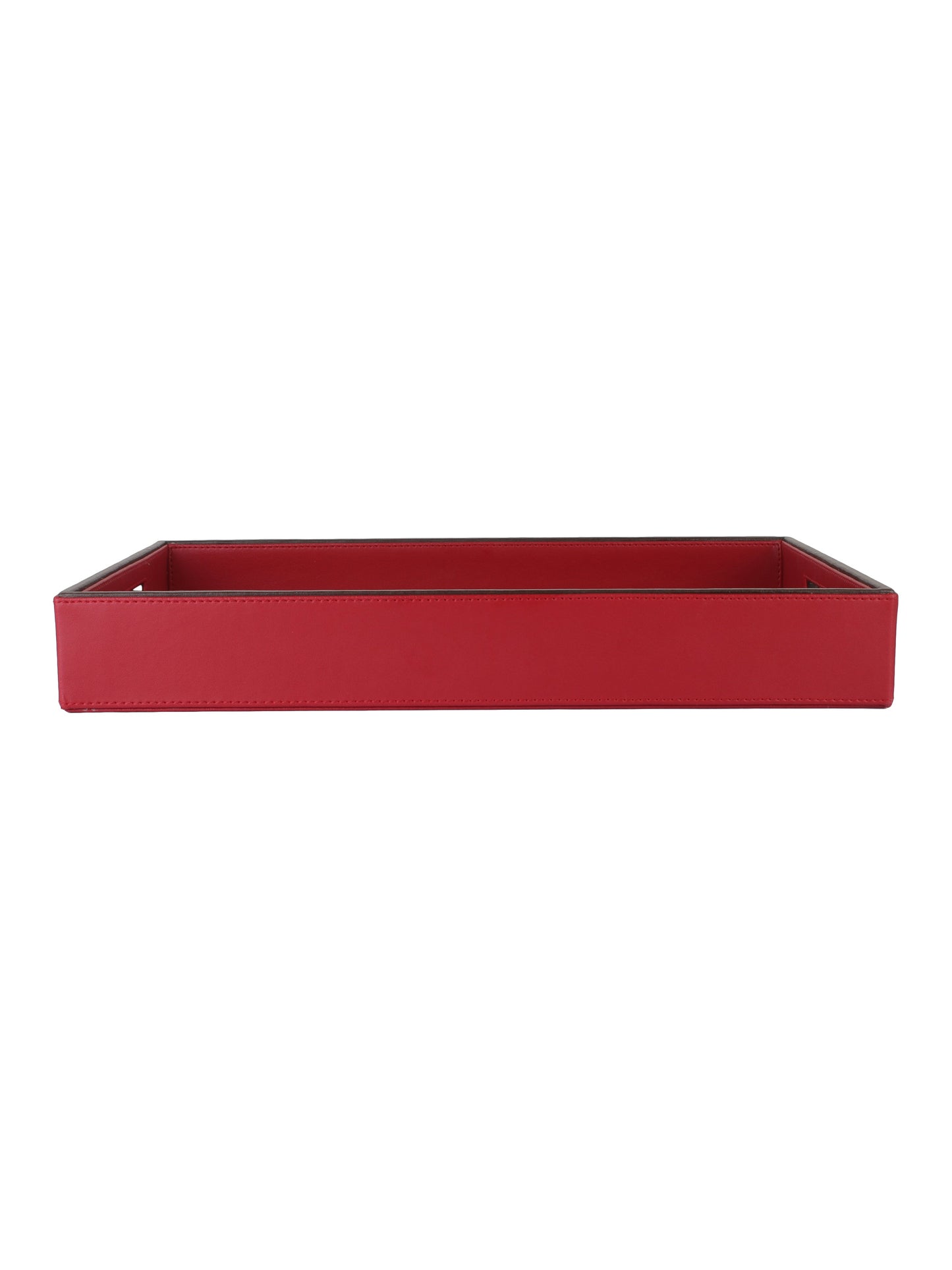 Crimson Red & Brown Leatherite Rectangle Tray