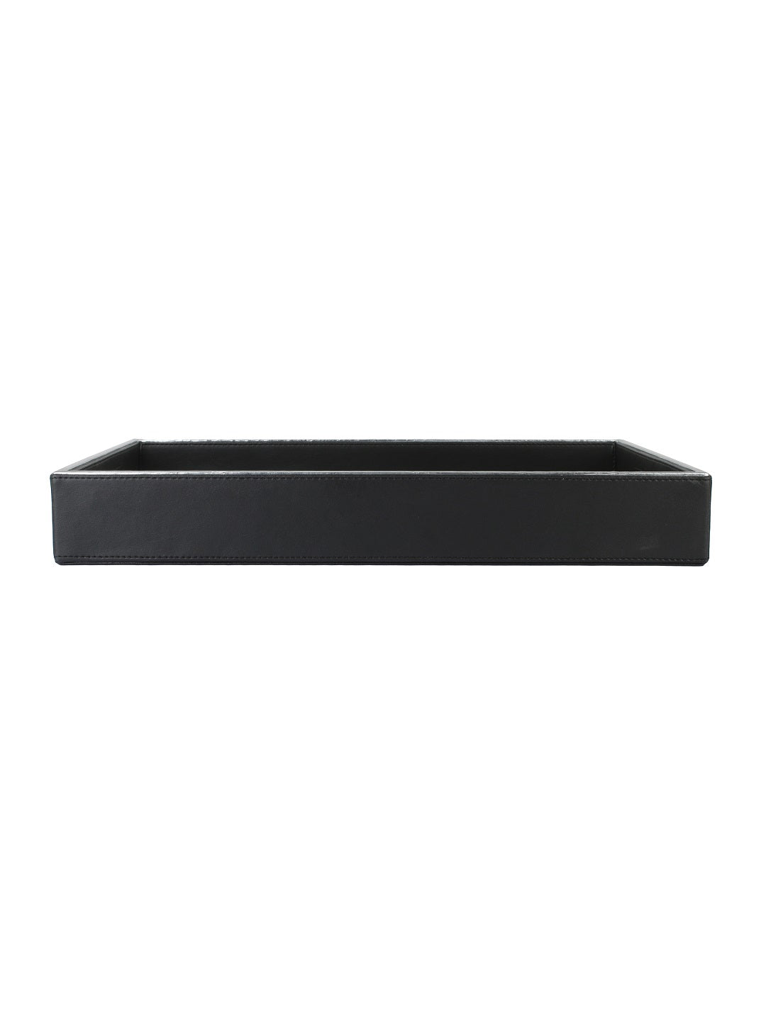 Noire Black & Silver Leatherite Rectangle Tray