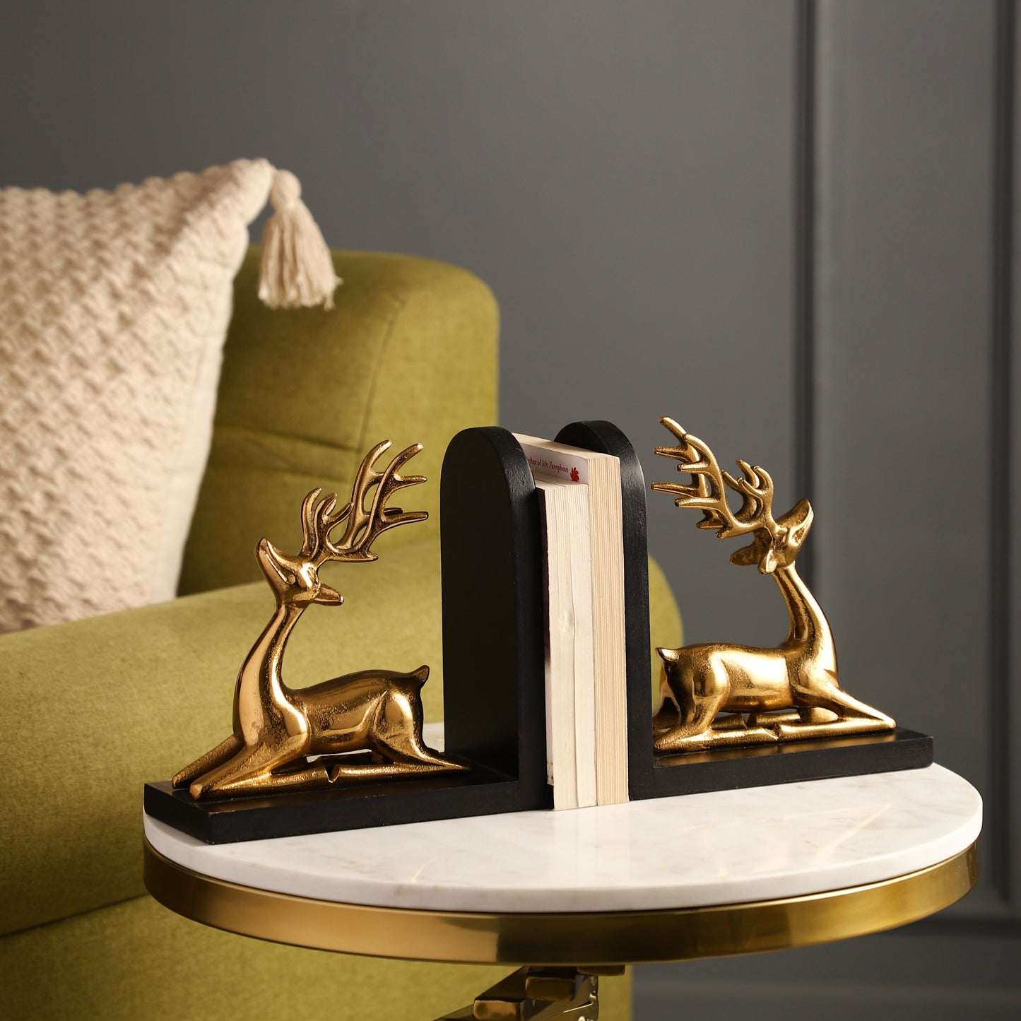 Rudolph Gold Deer Bookend Set of 2
