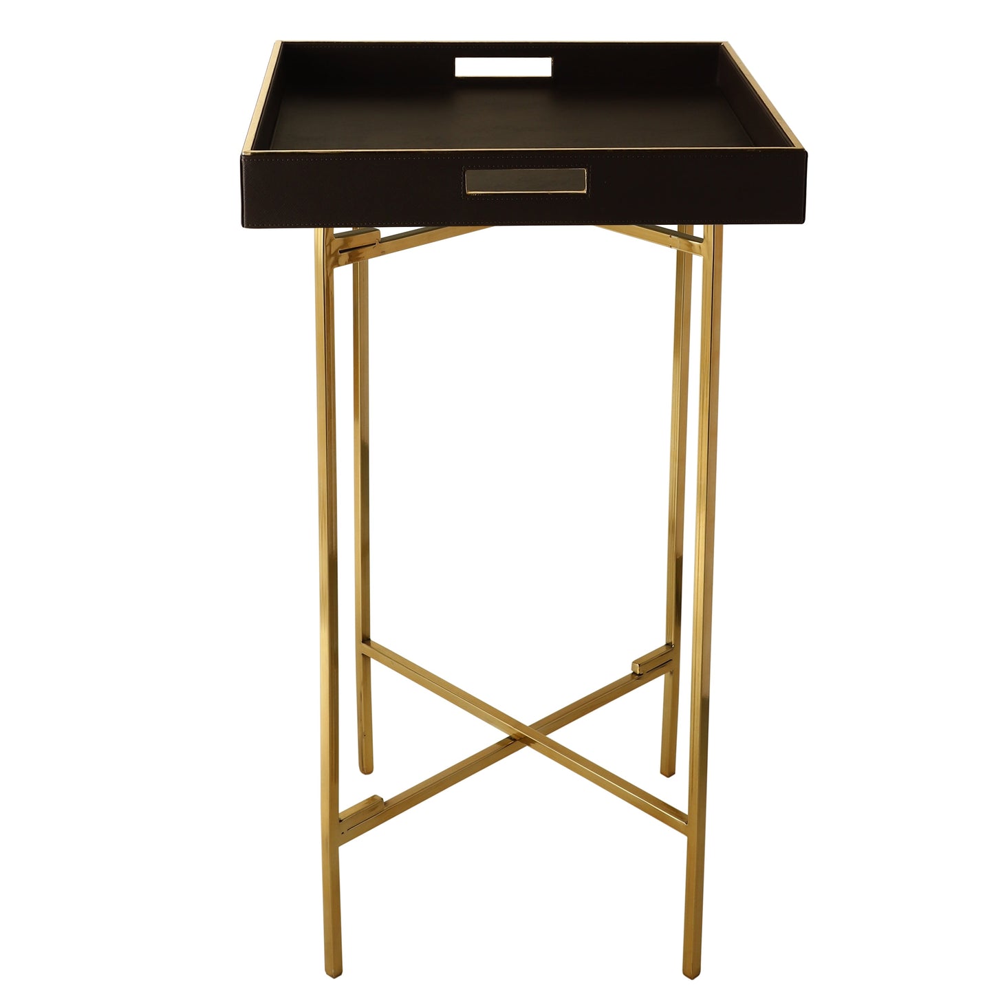 Auckland Brown & Gold Butler Tray Table