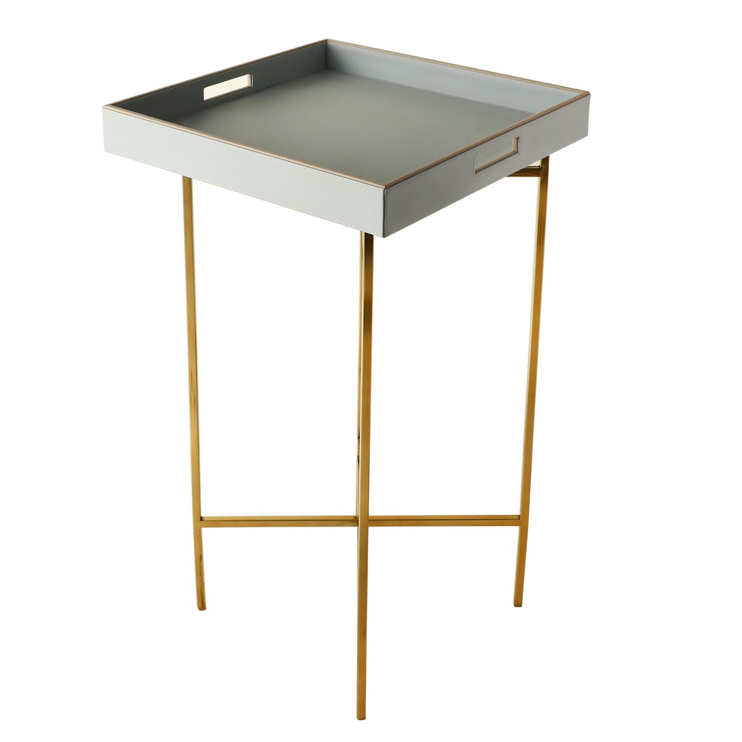 Azure Ice Blue Gold Butler Tray Table
