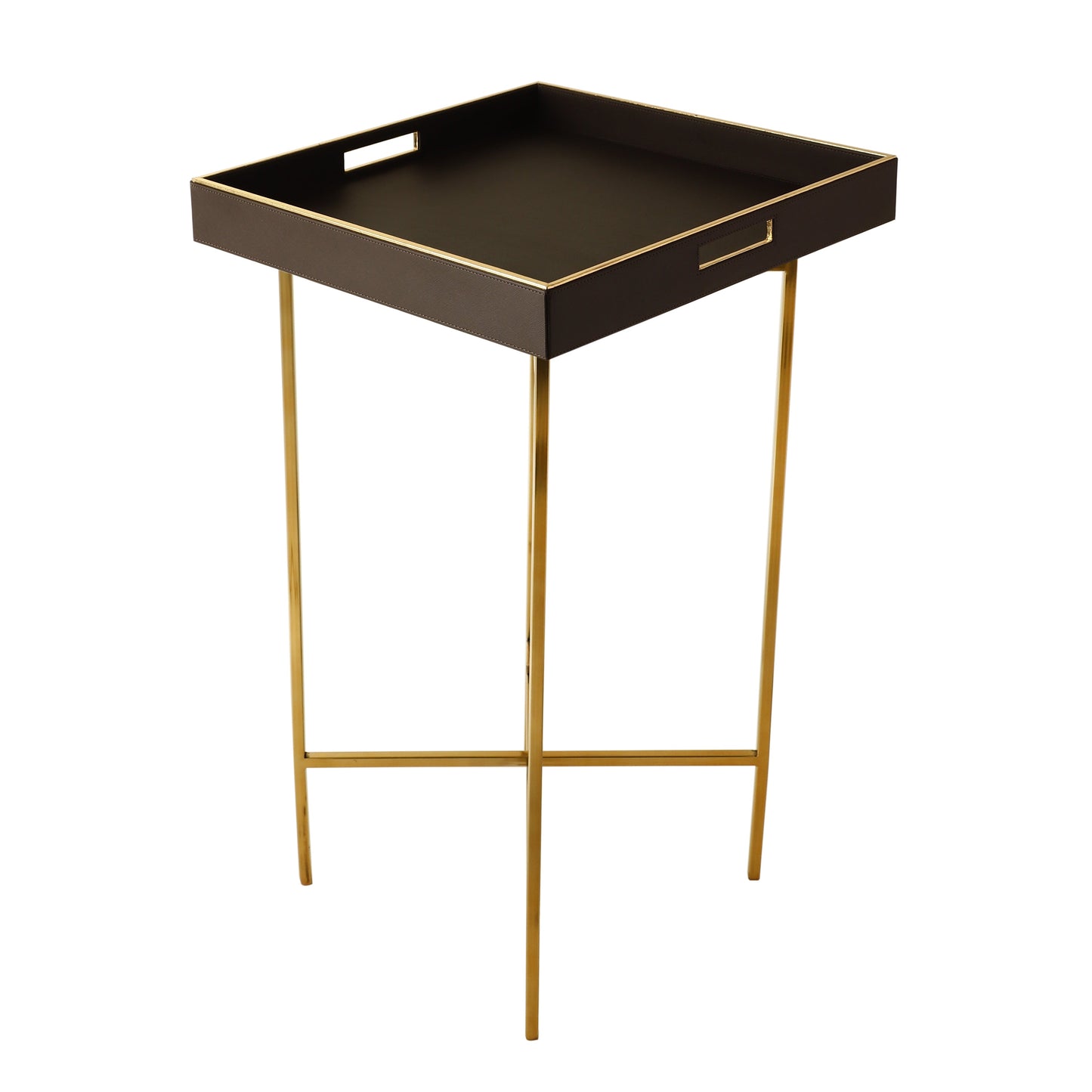 Auckland Brown & Gold Butler Tray Table