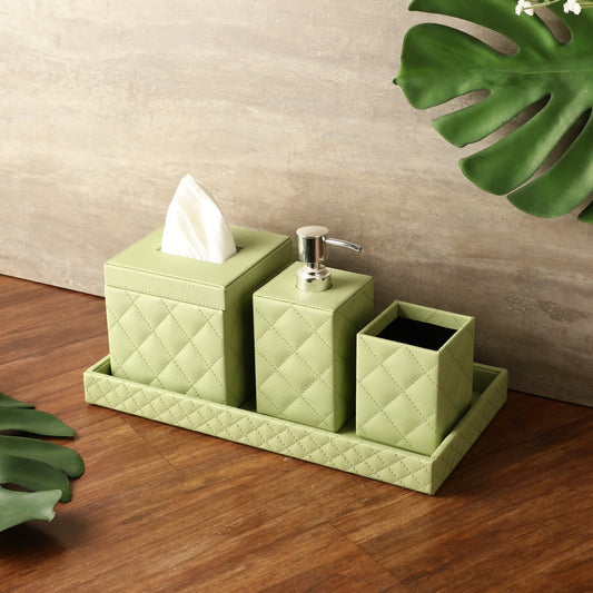 Glasgow Quilted Mint Green Bathroom Set