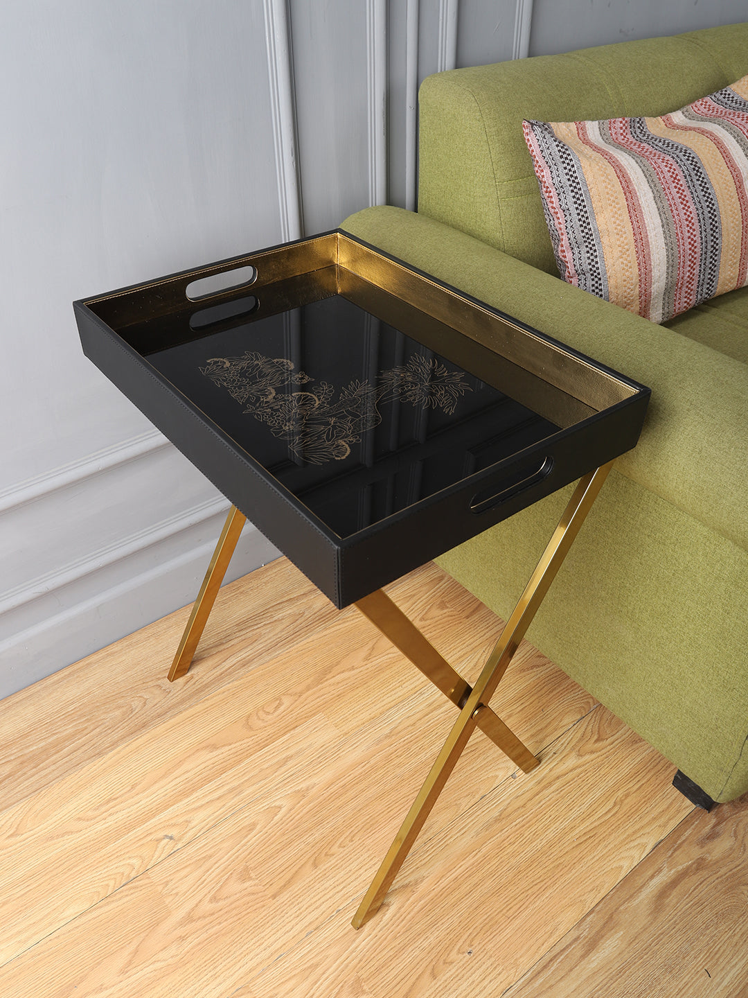 Savannah Jungle Scenery Gold Butler Tray Table
