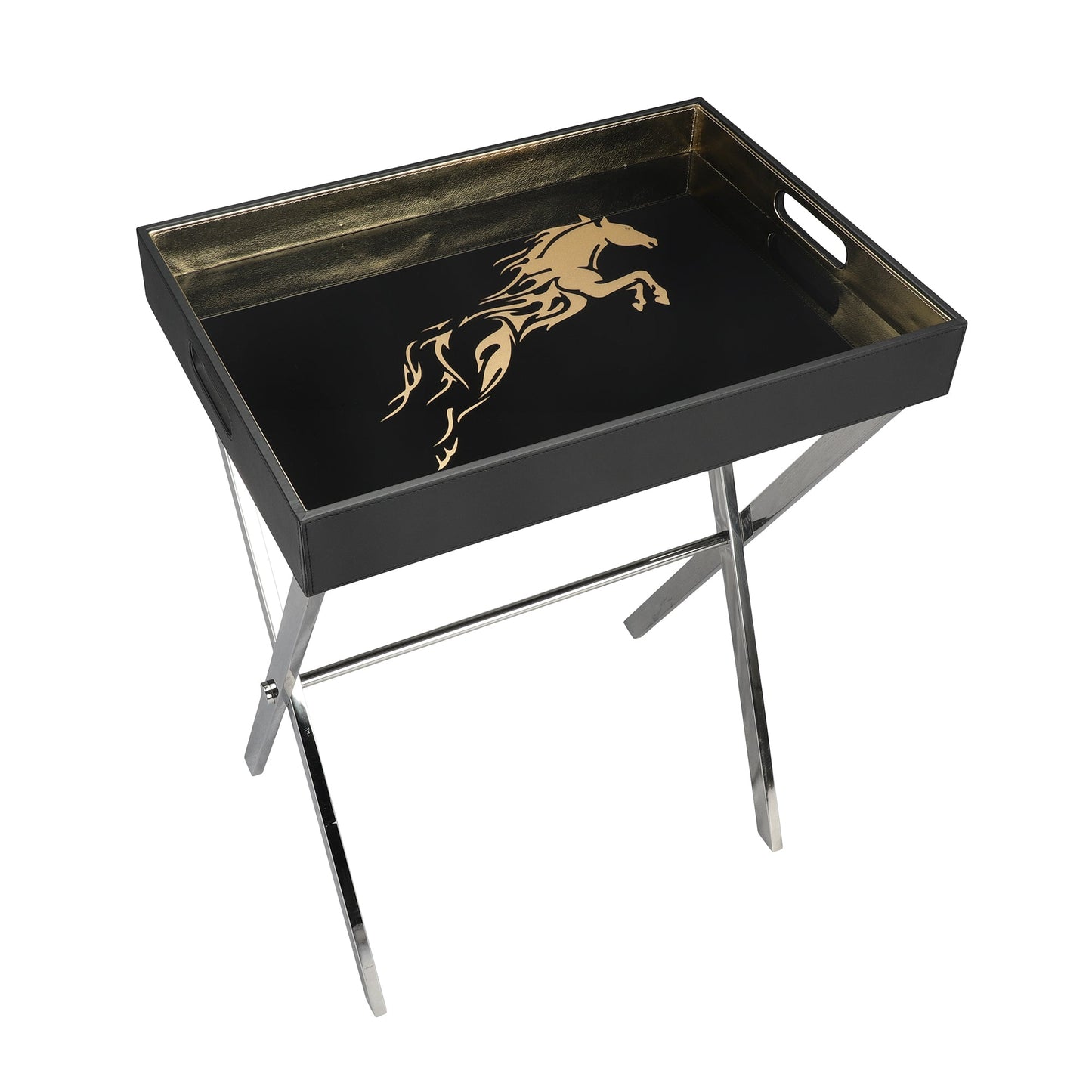Jackson Horse Black & Gold Butler Tray Table