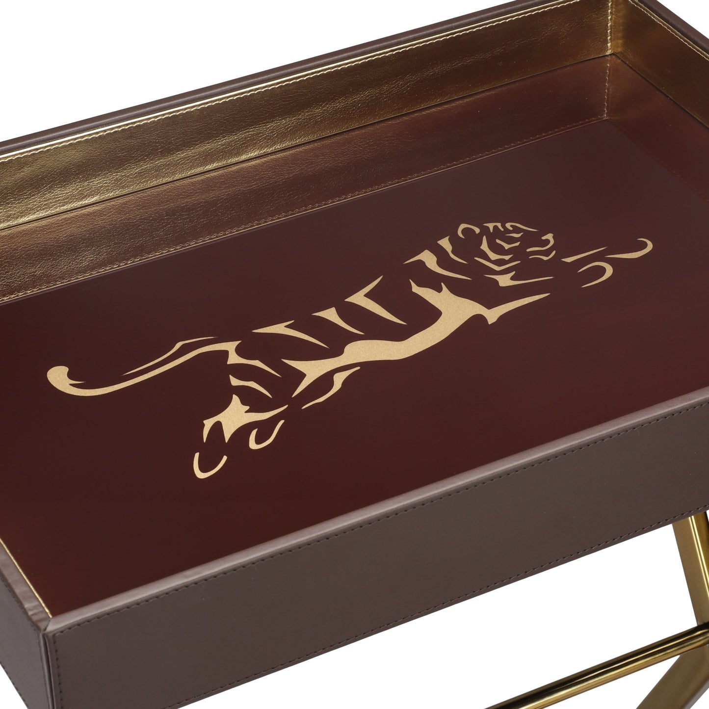 Phoenix Tiger Brown & Gold Butler Tray Table