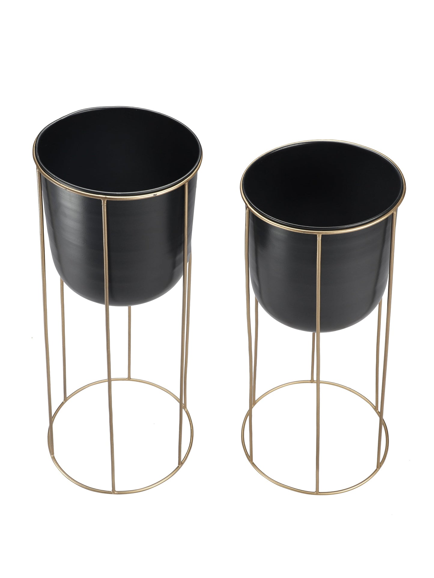 Malaga Black & Gold Planters Set of 2