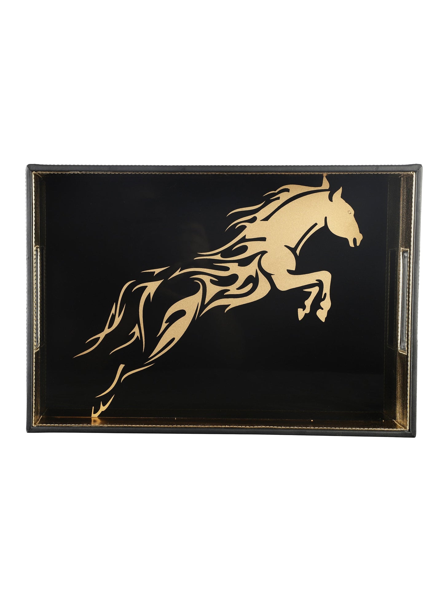 Jackson Horse Black & Gold Rectangle Tray