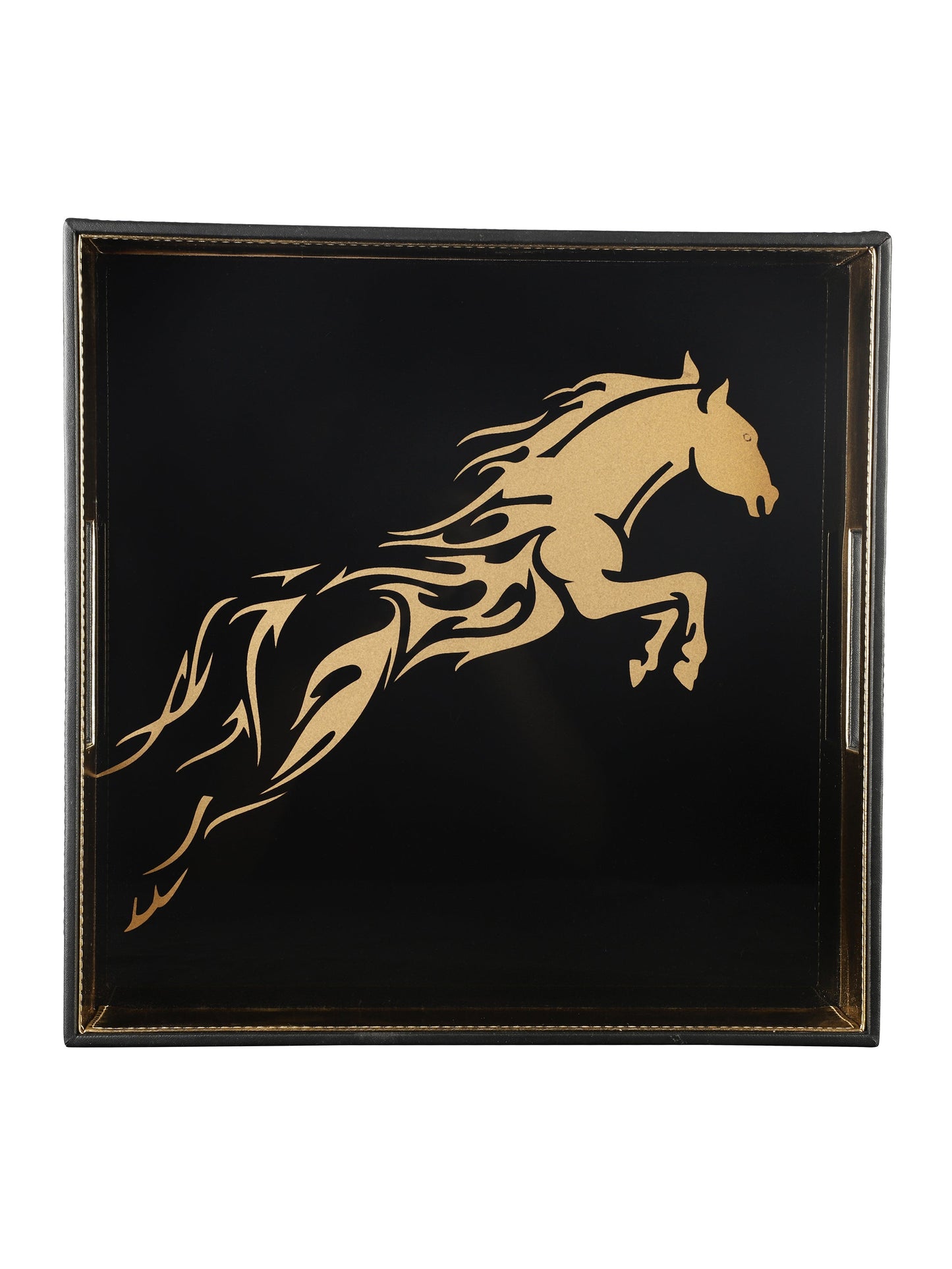 Jackson Horse Black & Gold Square Tray