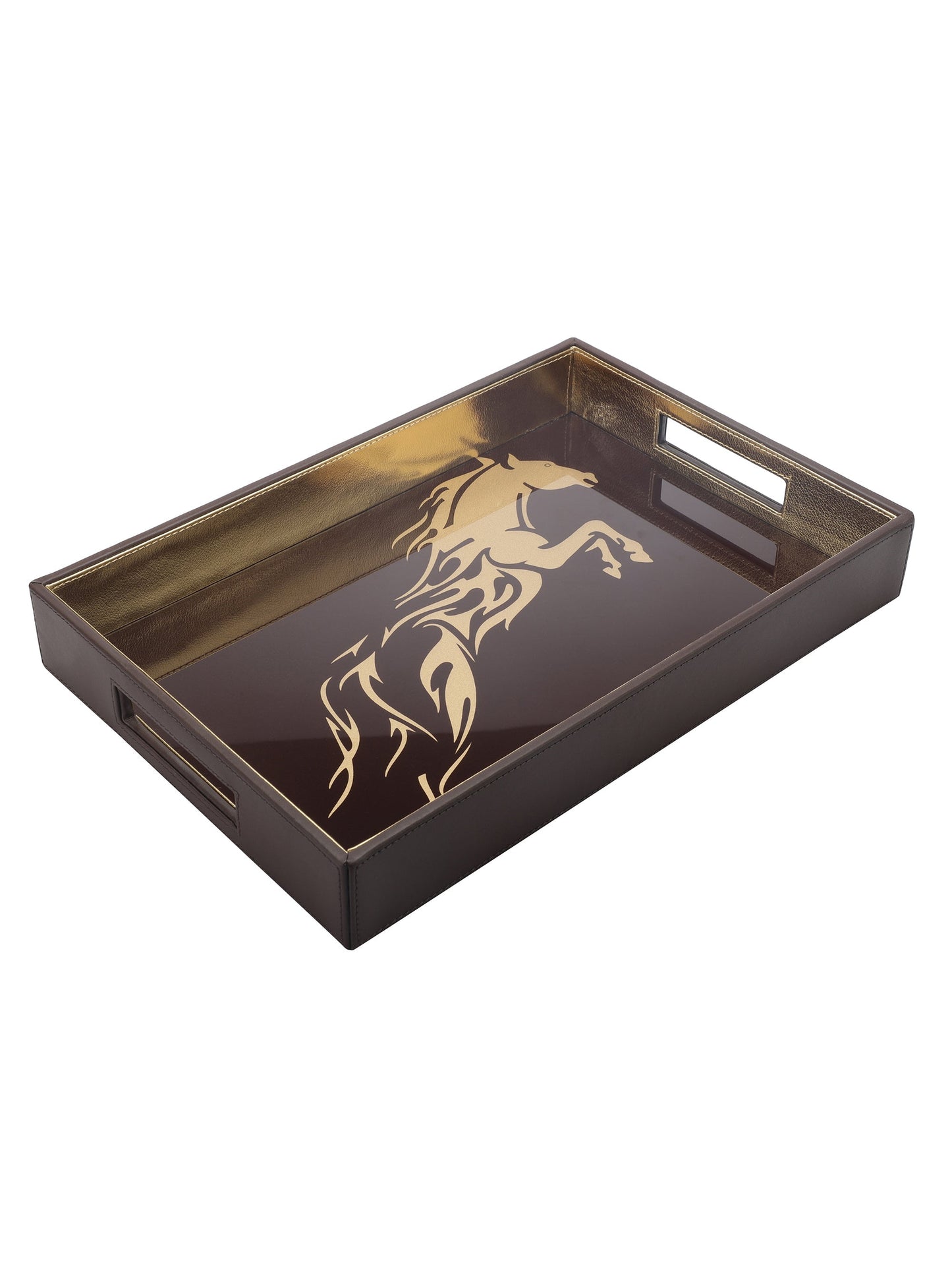 Jackson Horse Brown & Gold Rectangle Tray