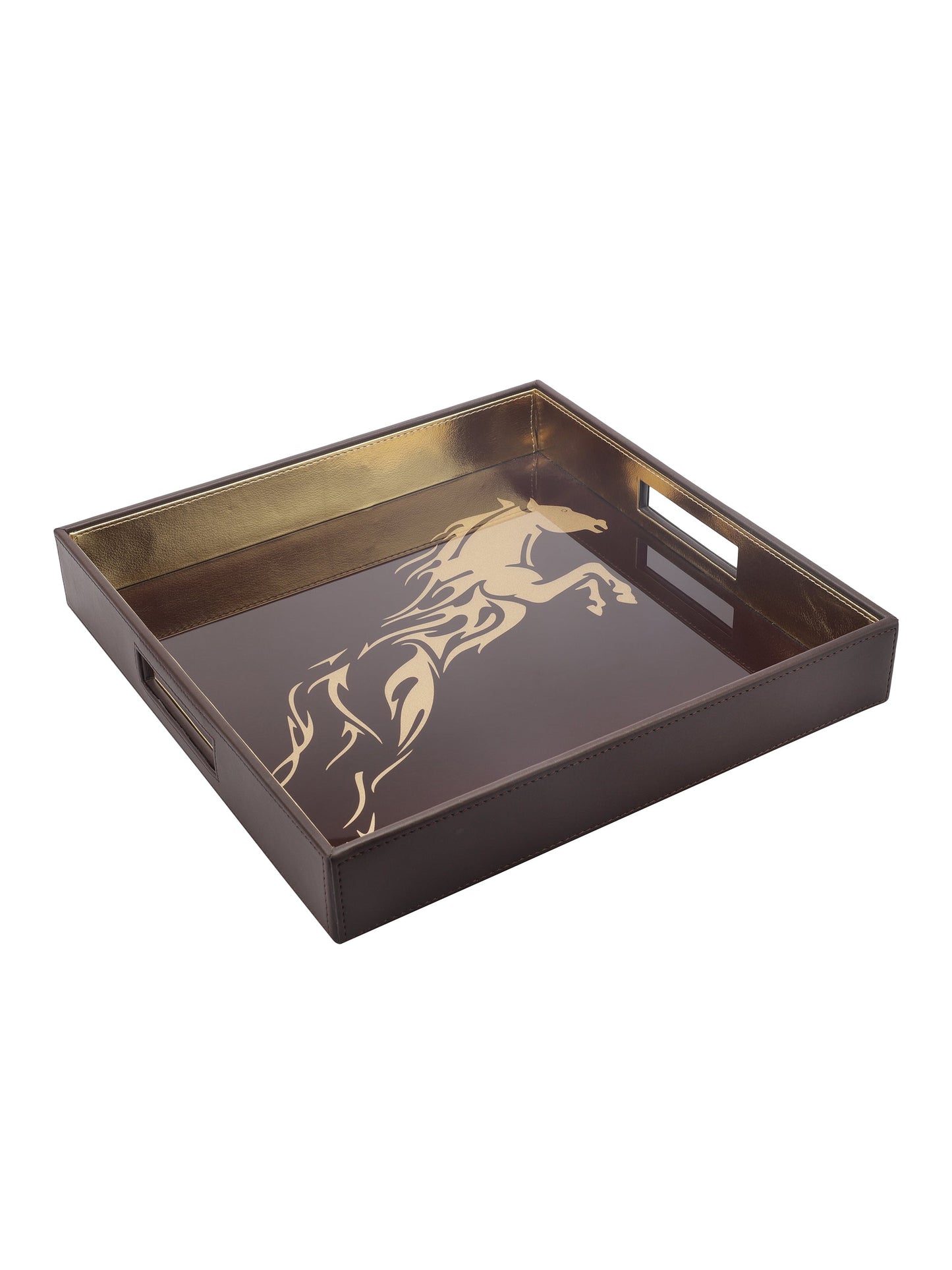 Jackson Horse Brown & Gold Square Tray