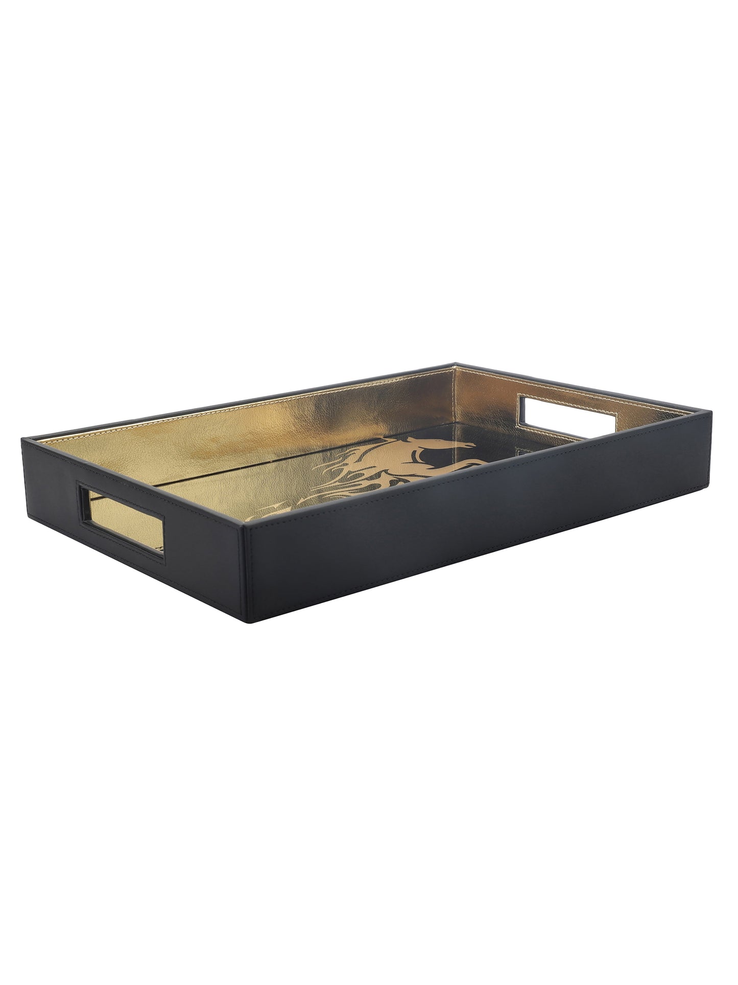 Jackson Horse Black & Gold Rectangle Tray