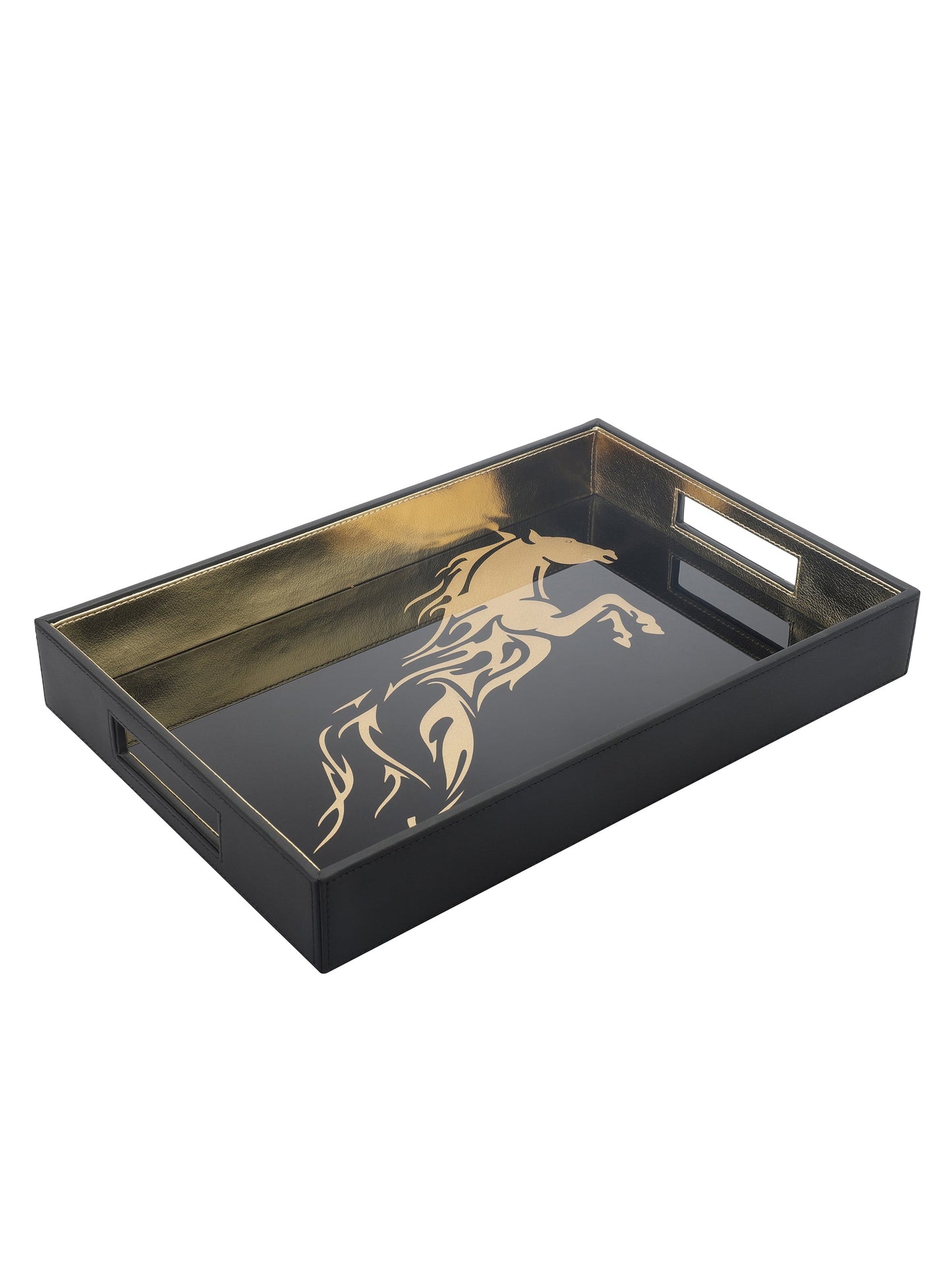 Jackson Horse Black & Gold Rectangle Tray