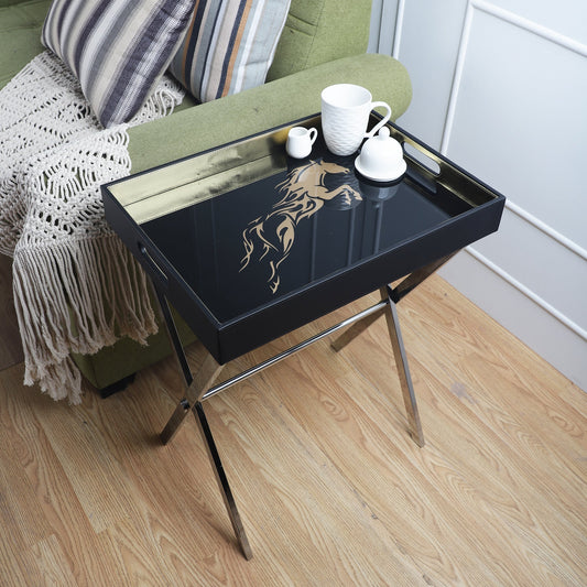 Jackson Horse Black & Gold Butler Tray Table