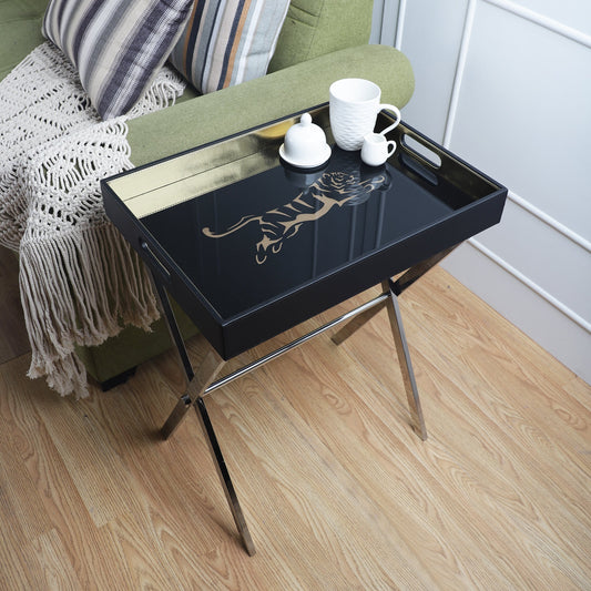 Phoenix Tiger Black & Gold Butler Tray Table