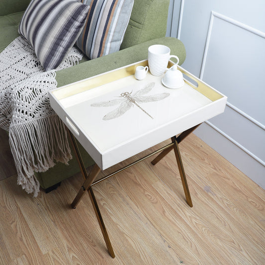 Azalea Dragonfly Gold Butler Tray Table