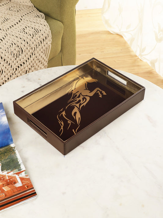 Jackson Horse Brown & Gold Rectangle Tray