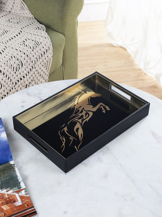 Jackson Horse Black & Gold Rectangle Tray