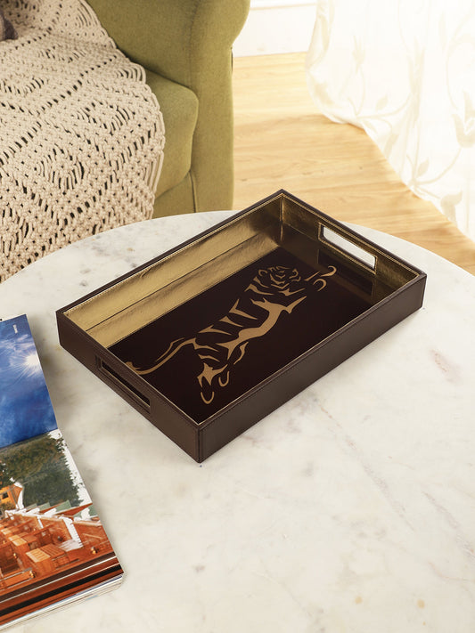 Phoenix Tiger Brown & Gold Rectangle Tray