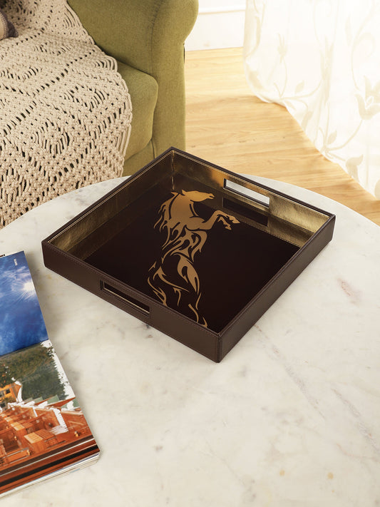 Jackson Horse Brown & Gold Square Tray