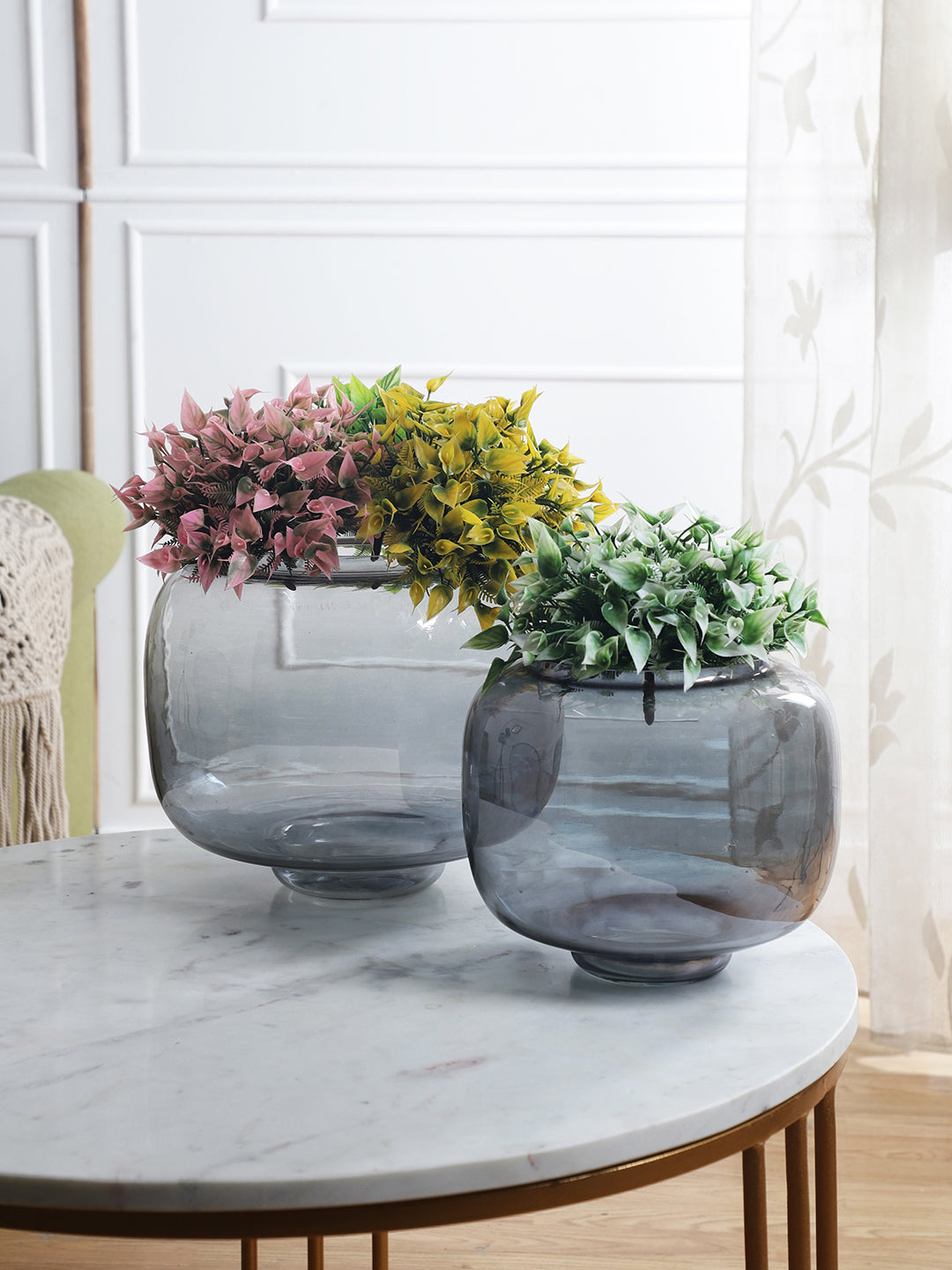 Violet Grey Lustre Vases Set of 2