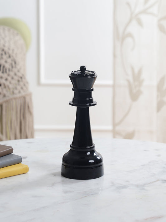 Oversized Queen Chess Glossy Black Decorative Accent