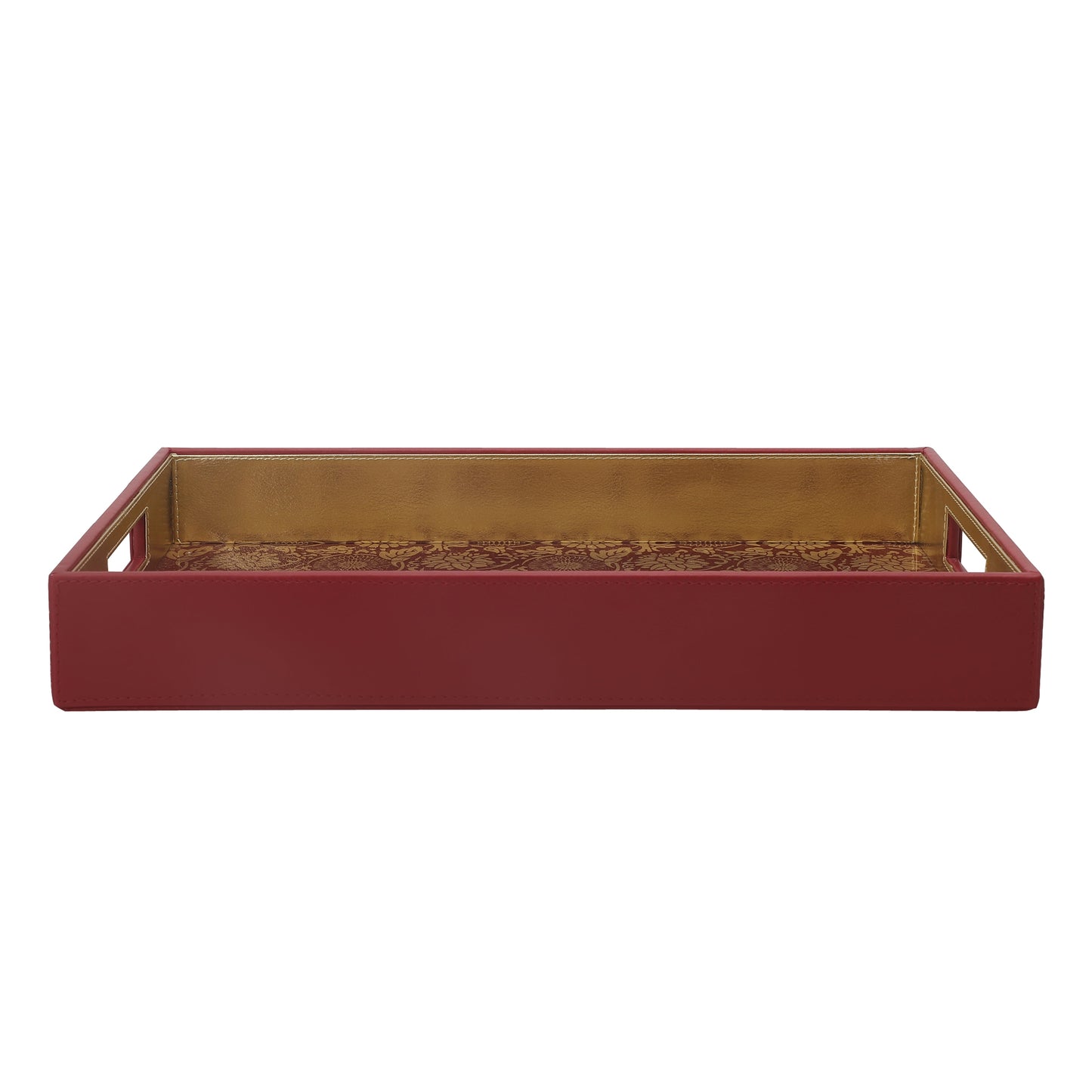 Malabar Red & Gold Glass Printed Rectangle Tray