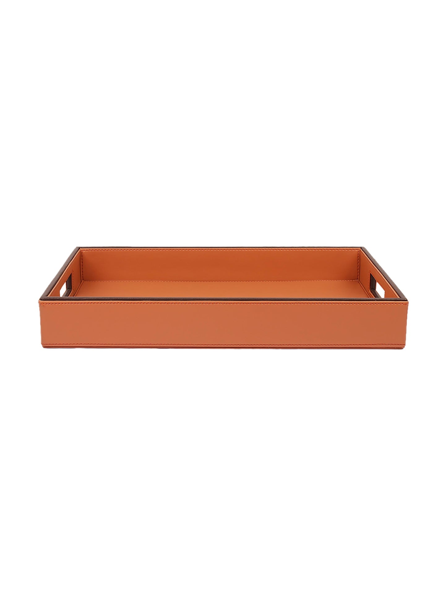 Cynthia Brown & Tan Leatherite Serving Tray