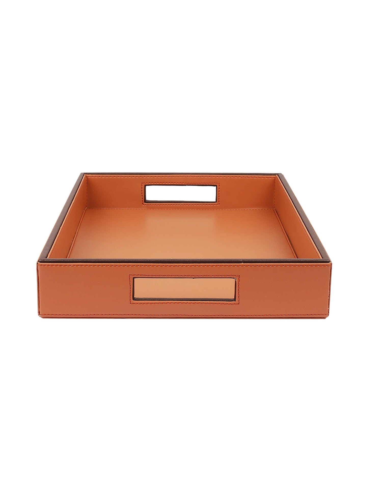 Cynthia Brown & Tan Leatherite Serving Tray