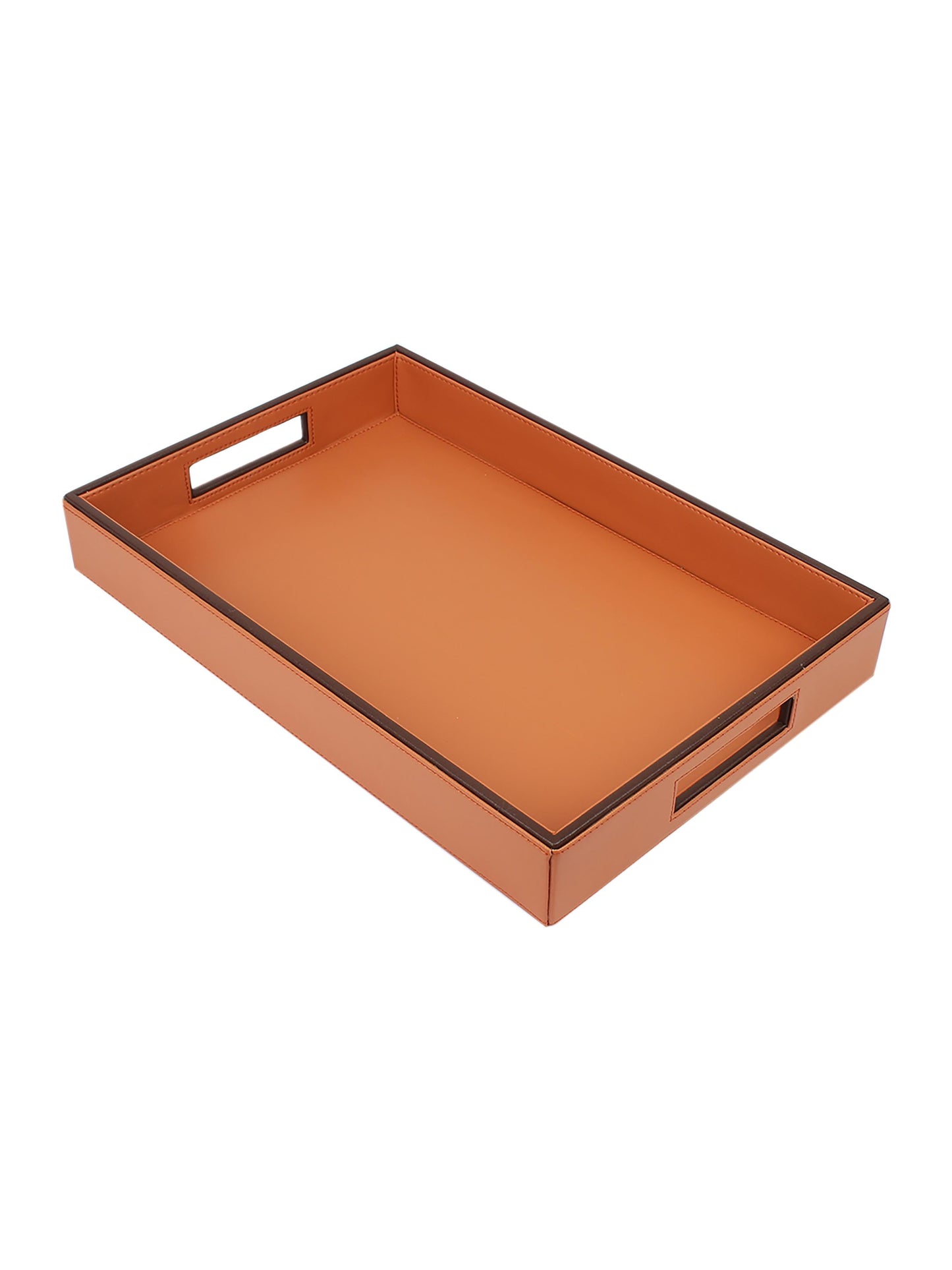 Cynthia Brown & Tan Leatherite Serving Tray