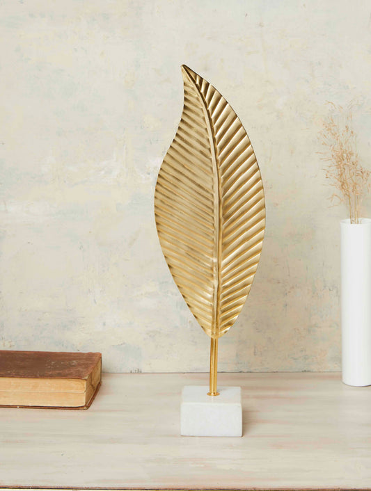 Camillia Leaf Sculpture w/Marble Base