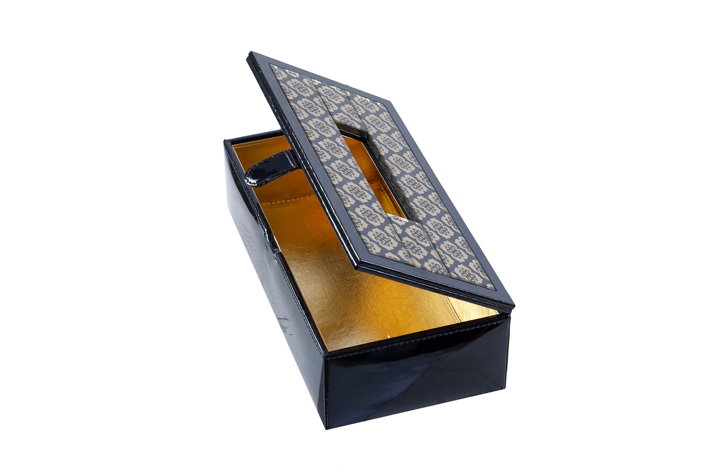 Jaisalmer black & gold Pattern Glass Printed Leathrite Tissue box