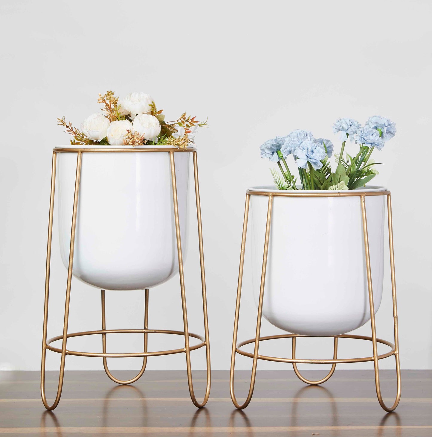 Florence White & Gold Planters Set of 2