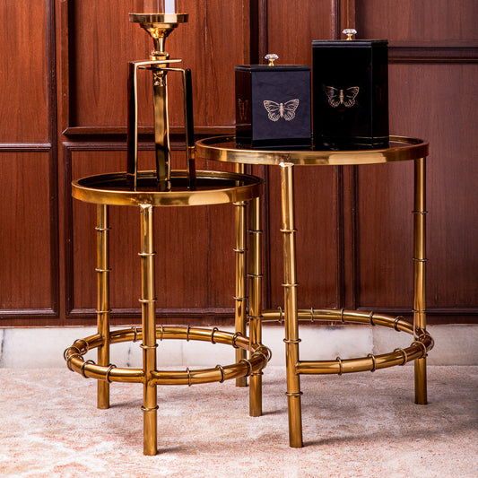 Brooklyn Bamboo Gold Nesting Table Set of 2