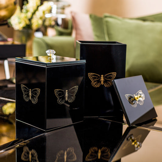 Zahara Butterfly Decorative Rectangle Jars Set of 2