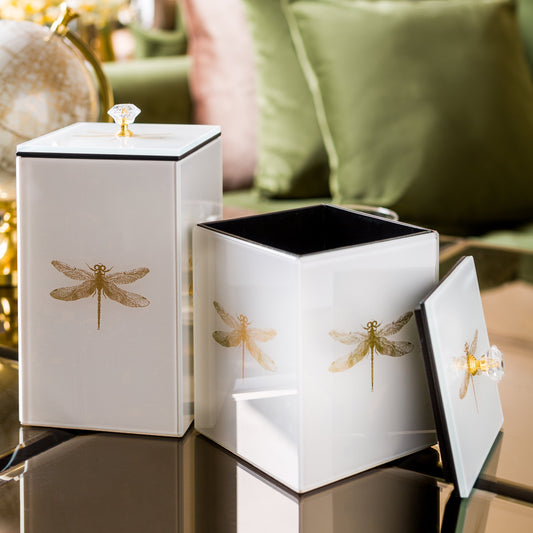 Azalea Dragonfly Decorative Rectangle Jars Set of 2