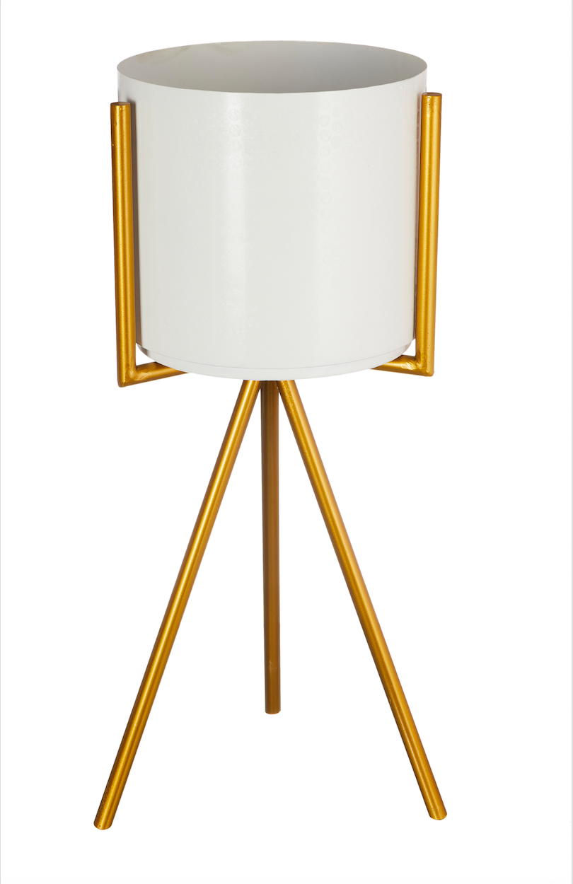 Olympus White & Gold Planter