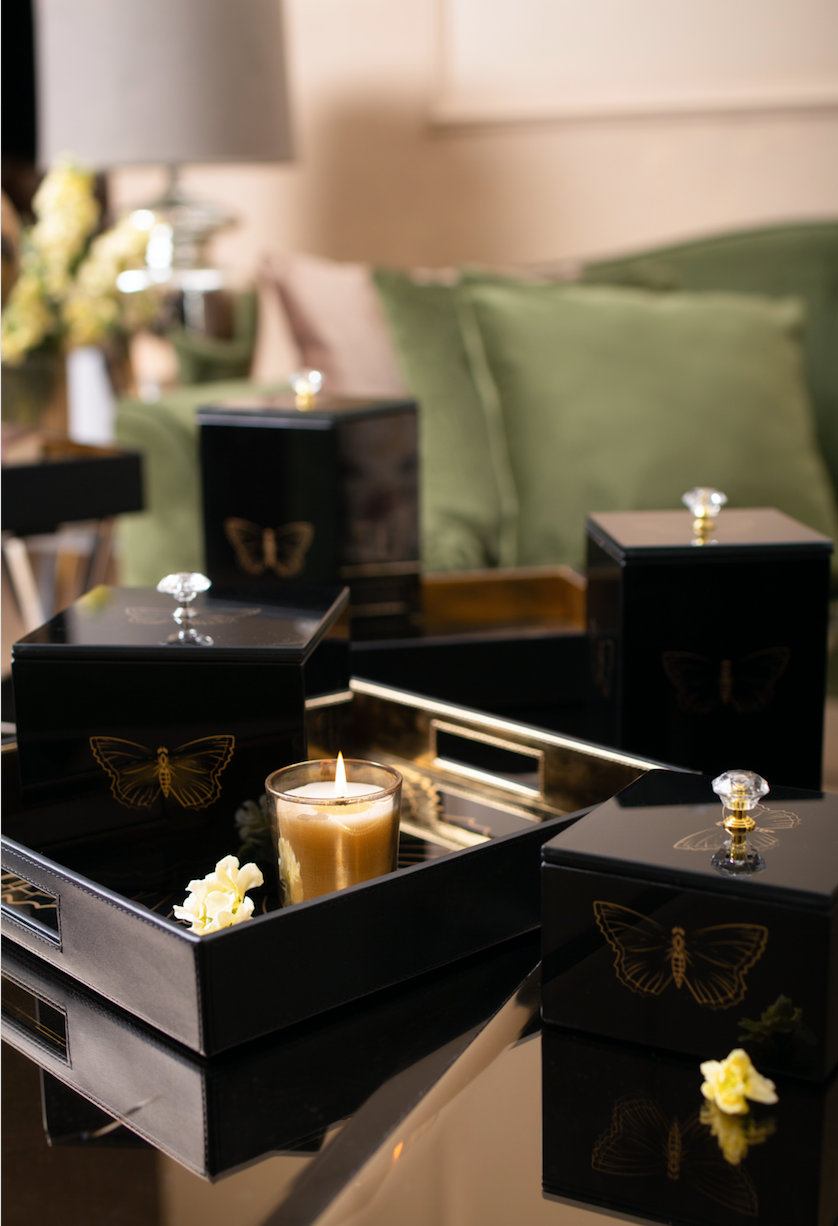 Zahara Butterfly Decorative Square Jars Set of 2