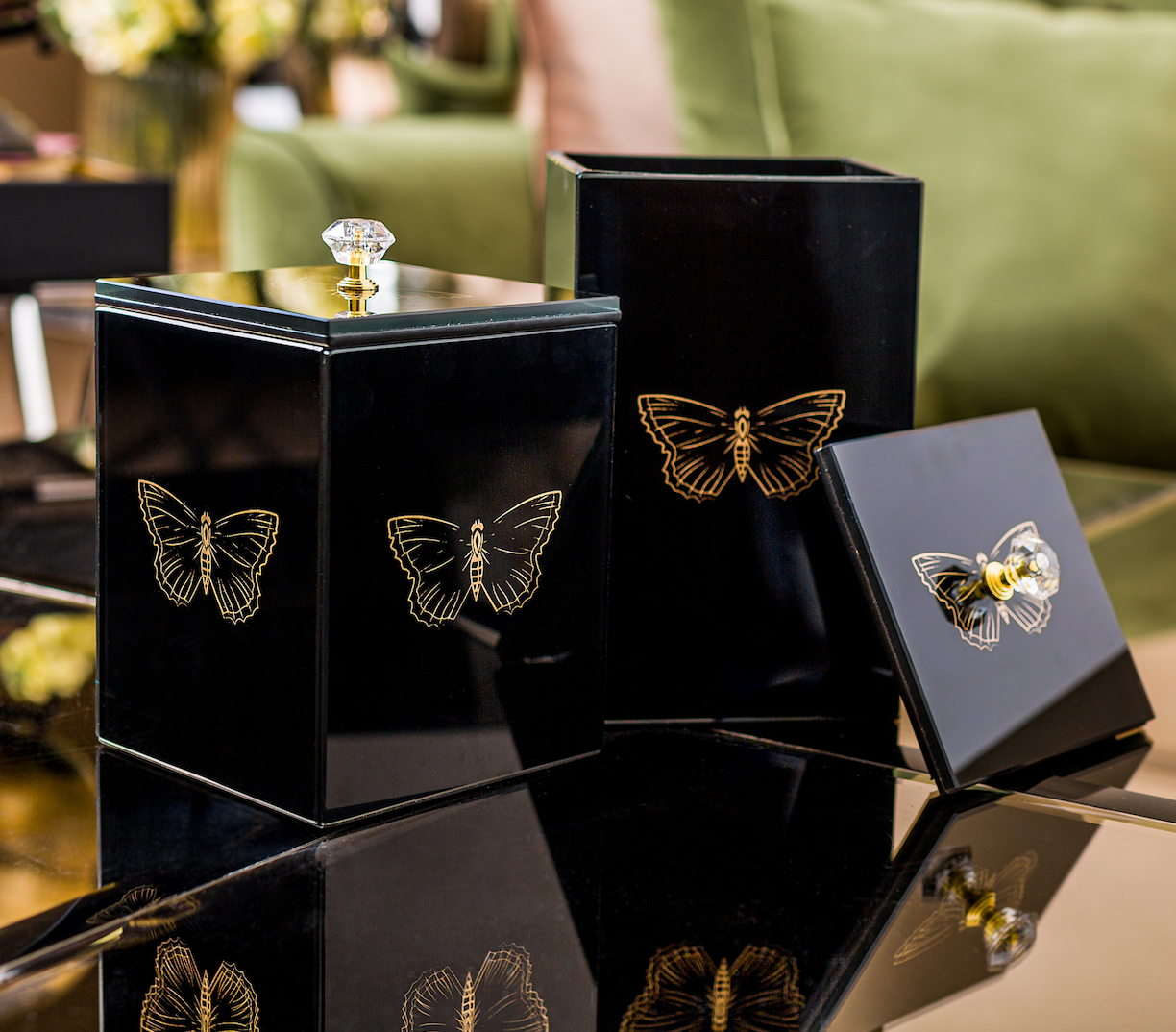 Zahara Butterfly Decorative Rectangle Jars Set of 2