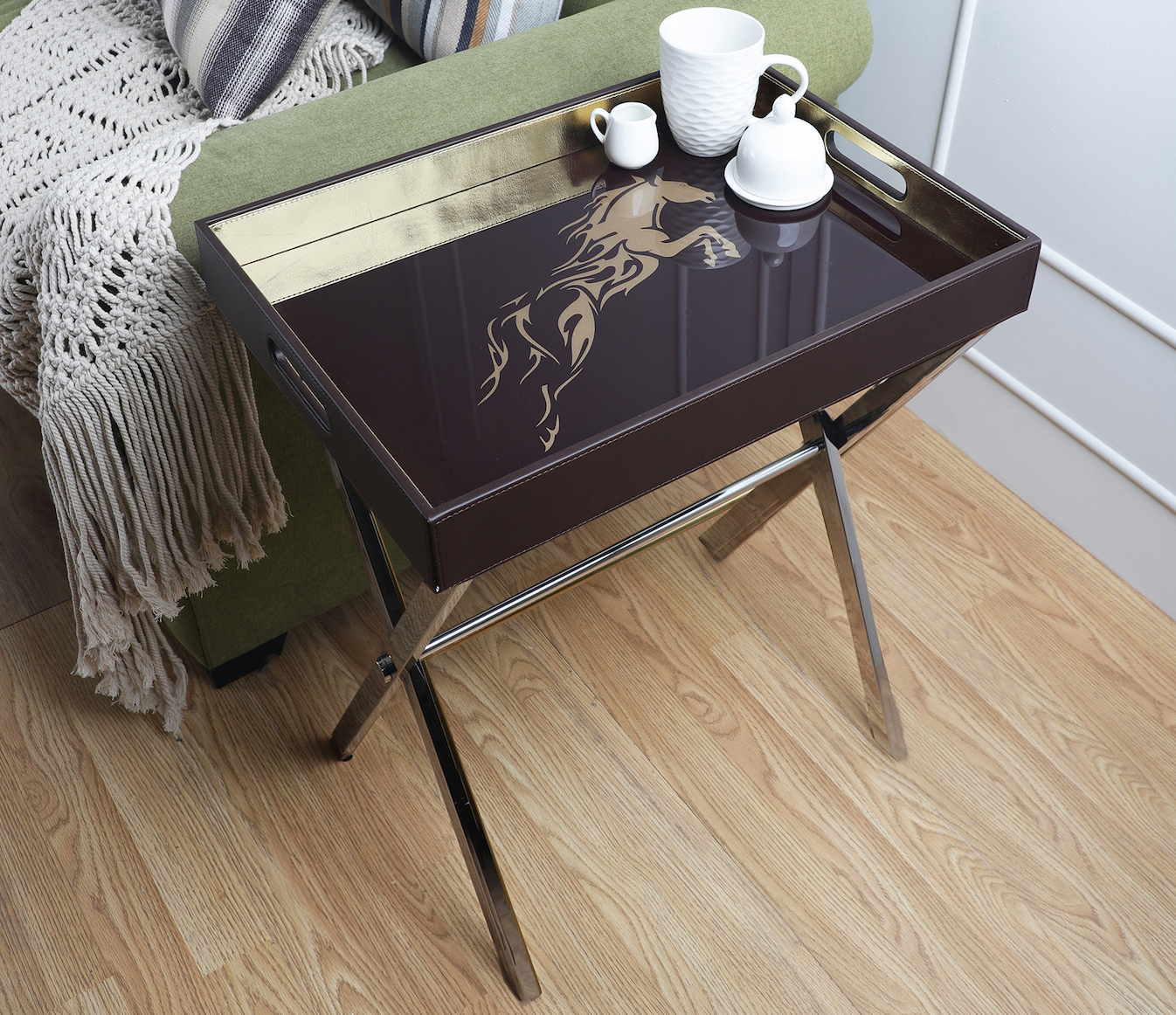 Jackson Horse Brown & Gold Butler Tray Table