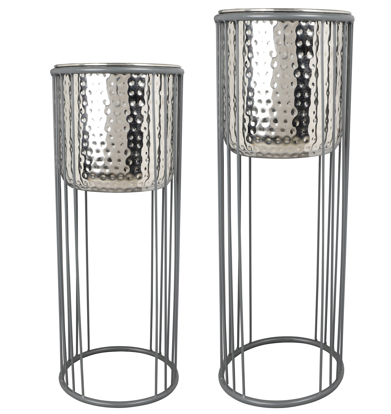 Amalfi Grey & Nickel Planters Set of 2