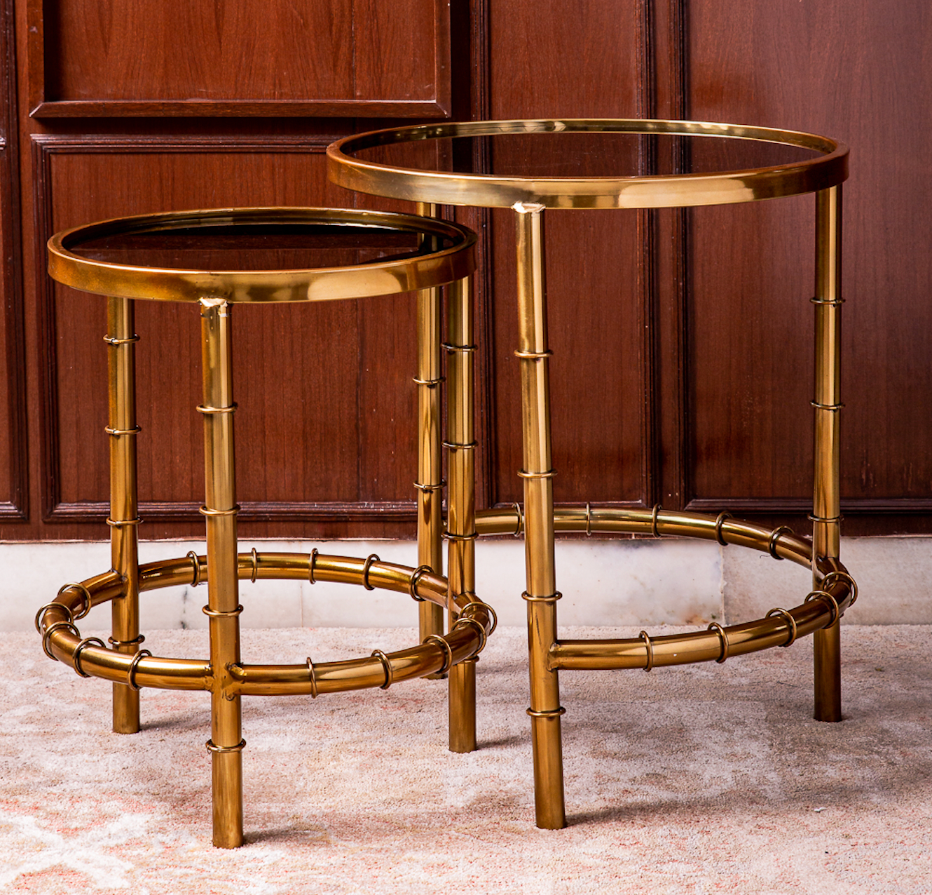 Brooklyn Bamboo Gold Nesting Table Set of 2
