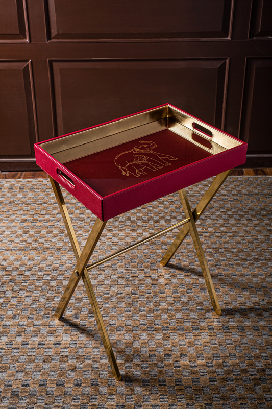 Clover Elephant Gold Butler Tray Table