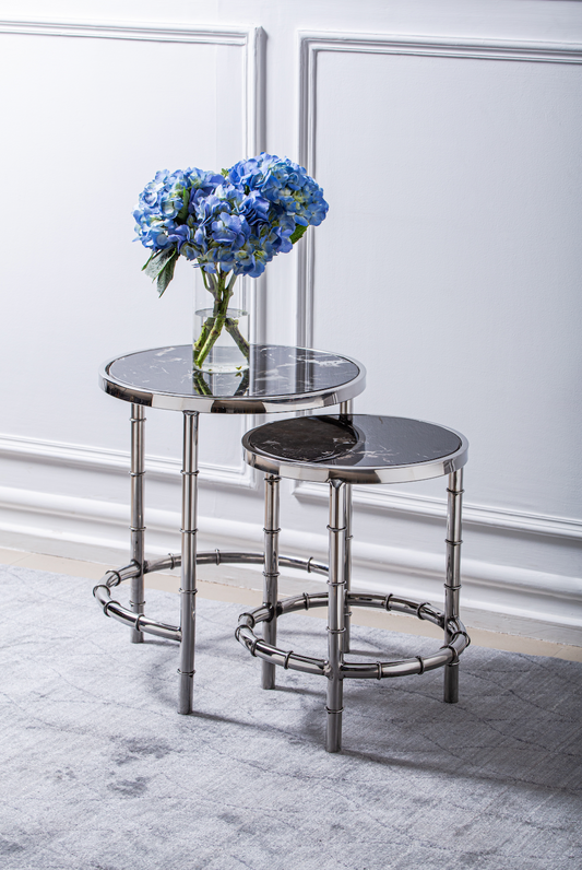 Dianne Silver Bamboo Nesting Table Set of 2