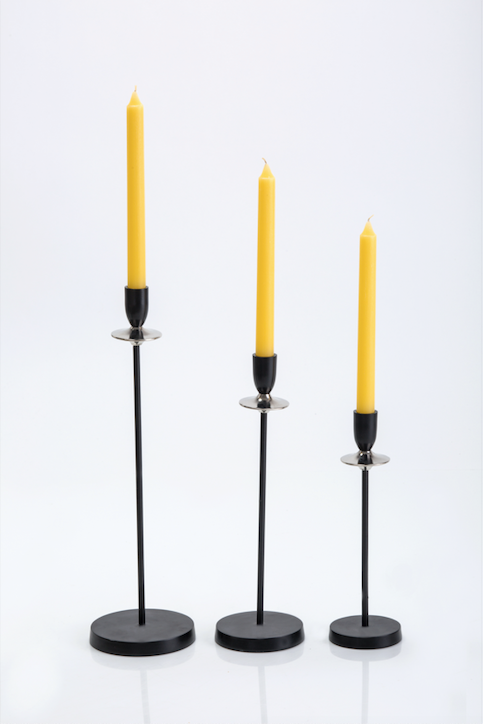 Liz 2 tone Black & Nickel Candle Holder set of 3