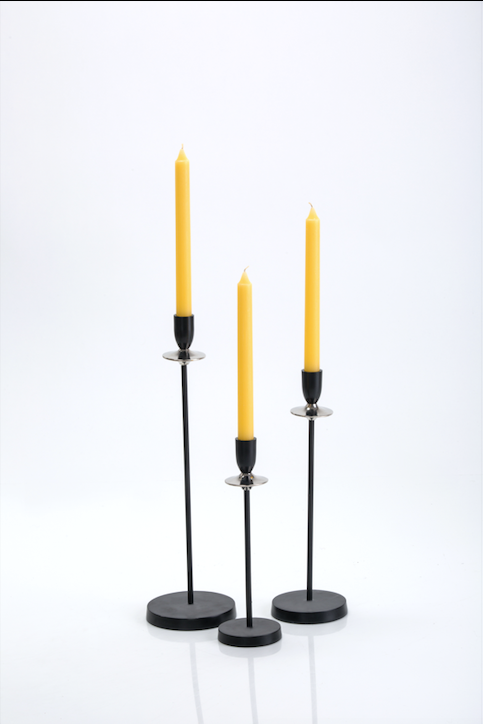 Liz 2 tone Black & Nickel Candle Holder  set of 3