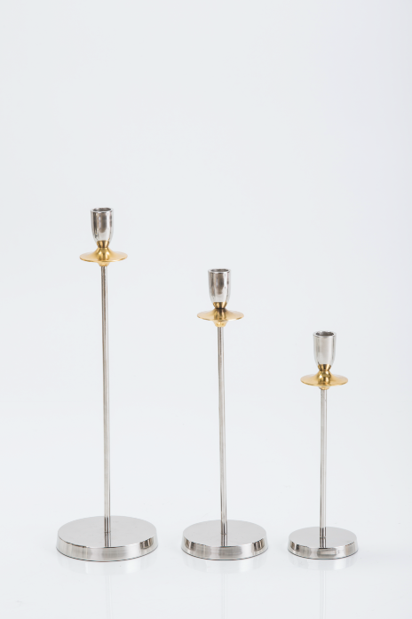Austin Nickel & Gold Candle Holder set of 3