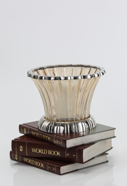 Flower cut Amber Lily Hurricane Candle Stand